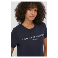 Bavlněné tričko Tommy Hilfiger tmavomodrá barva, WW0WW40276
