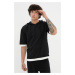 Trendyol Black Men's Oversize/Wide Cut Hoodie 3/4 Sleeve Color Block T-Shirt