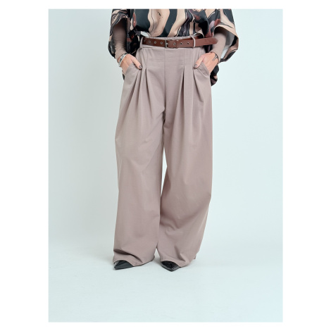 Hnědé kalhoty palazzo