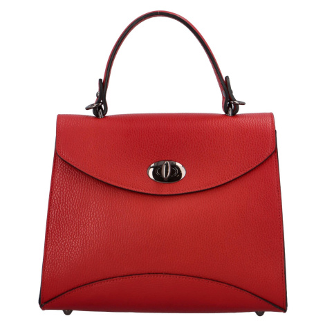 Luxusní dámská kožená kufříková kabelka do ruky Anne, červená Delami Vera Pelle