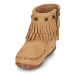 Minnetonka DOUBLE FRINGE SIDE ZIP BOOT Hnědá