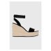 Semišové sandály Calvin Klein Jeans WEDGE SANDAL SU CON MG BTW dámské, černá barva, na platformě