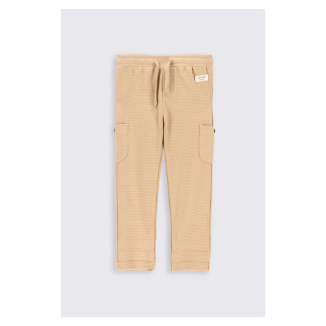Dětské bavlněné kalhoty Coccodrillo béžová barva, hladké