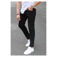 Madmext Men's Black Canvas Slim Fit Trousers