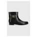 Kožené kotníkové boty Lauren Ralph Lauren Briela dámské, černá barva, na plochém podpatku, 80291