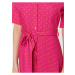 Růžové puntíkované dámské košilové maxišaty se zavazováním Trendyol