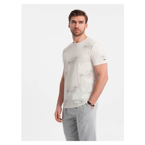 Ombre Clothing Béžové tričko s písmeny V1 TSFP-0179