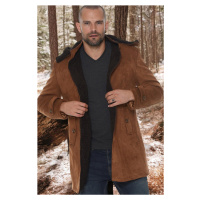 PLT8399 DEWBERRY SUEDE LOOK MEN'S COAT-PLAIN CAMEL