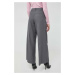 Kalhoty Karl Lagerfeld dámské, šedá barva, široké, high waist