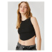 Koton Crop Athlete Crew Neck Ribbed Asymmetrical Cut