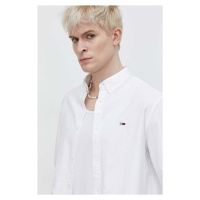 Bavlněná košile Tommy Jeans bílá barva, regular, s límečkem button-down, DM0DM19134