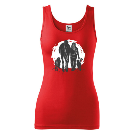 Dámské tričko s potiskem ženy, koně a psa - tričko pro milovnice zvířat BezvaTriko