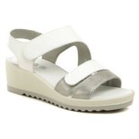 Imac I3470e01 bílo stříbrné dámské sandály na klínku Bílá