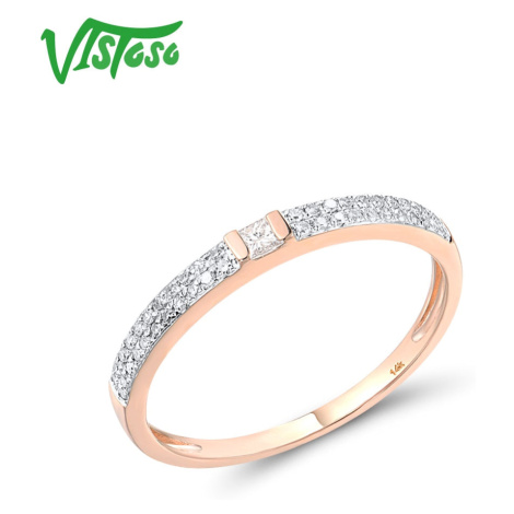 Třpytivý prsten z růžového zlata s diamanty Listese
