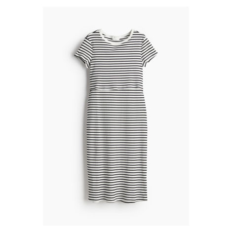 H & M - MAMA Žebrované šaty na kojení - bílá H&M