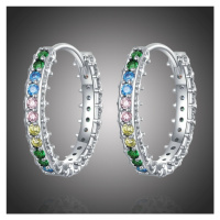 GRACE Silver Jewellery Stříbrné náušnice se zirkony Rainbow - stříbro 925/1000 E-BSE683/108 Stří