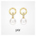 JAY Náušnice s perlou a zirkony Céleste - stříbrné zapínání JAY-0043-HB0306 Zlatá Bílá