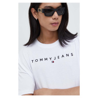 Bavlněné tričko Tommy Jeans bílá barva, s aplikací, DM0DM17993