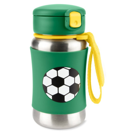 Skip Hop Spark Style Straw Bottle nerezová láhev na vodu s brčkem Fotbal 12 m+ 350 ml