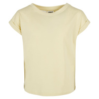 Dívčí organické tričko s prodlouženým ramenem měkké žluté