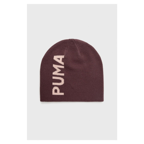 Čepice Puma fialová barva, z tenké pleteniny