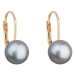 Zlaté 14 karátové náušnice visací s šedou říční perlou 921009.3