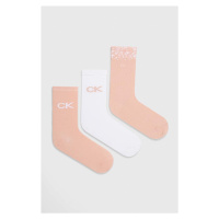 Ponožky Calvin Klein 3-pack dámské, růžová barva