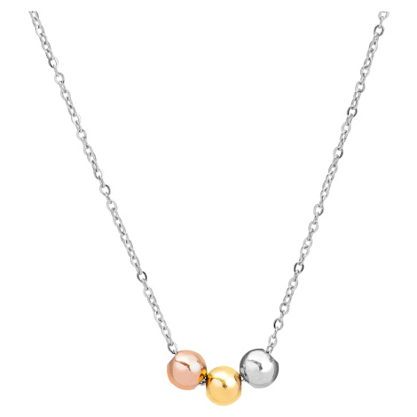 Troli Stylový ocelový náhrdelník s tricolor korálky VESN0667S