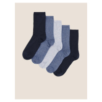 Sada pěti párů dámských ponožek v modré barvě Marks & Spencer