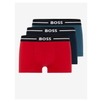 Sada tří pánských boxerek v červené, černé a petrolejové barvě BOSS