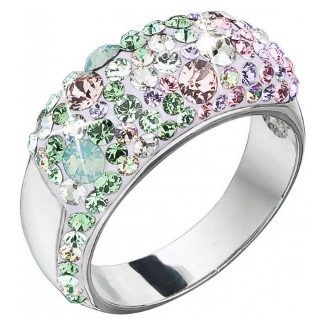 Evolution Group Stříbrný prsten s krystaly Swarovski mix barev 35046.3 sakura