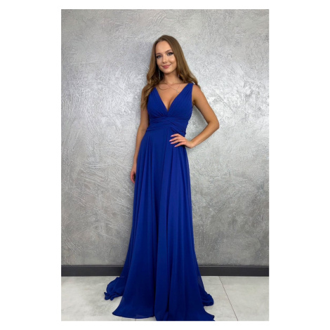 Tmavě modré nařasené šaty Silvana Paris Style