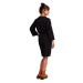 B234 Pletené šaty s provázkem - černé