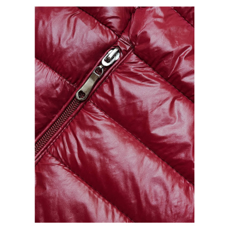 Tmavě červená prošívaná dámská bunda se stojáčkem (16M9108-06) J.STYLE