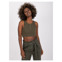 KHAKI CROP TOP S KNOFLÍČKY RILEY --KHAKI