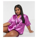 Outrageous Fortune Plus satin pyjama top co ord in pink