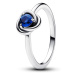 Pandora Stříbrný prsten s modrým krystalem Zářijový kruh věčnosti 192993C09 50 mm