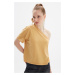 Trendyol Camel One-Sleeve Knitted Blouse