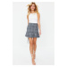 Trendyol Gray Skirt Tip Flounce Tweed Fabric Mini Woven Skirt