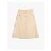 Koton Flared Midi Skirt Button Detailed Linen Blended