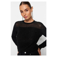 Trendyol Black Silvery Transparent Knitwear Sweater