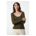 Trendyol Green Ribbed Pool Collar Color Block Knitwear Sweater