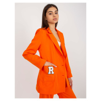 Oranžová oversize bunda s nášivkami