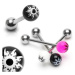 Piercing do jazyka z oceli - barevná kulička, hvězda - Barva piercing: Růžová