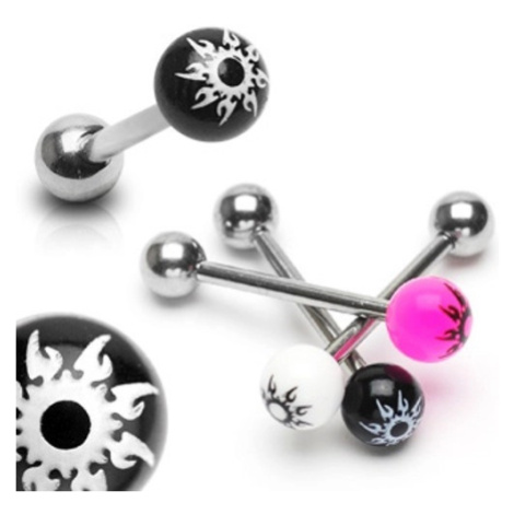 Piercing do jazyka z oceli - barevná kulička, hvězda - Barva piercing: Růžová Šperky eshop