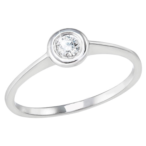 Evolution Group Stříbrný prsten s jedním zirkonem bílý 885007.1