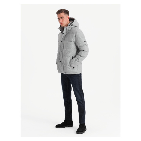 Ombre Men's lightweight jacket with mesh lining and hood - grey