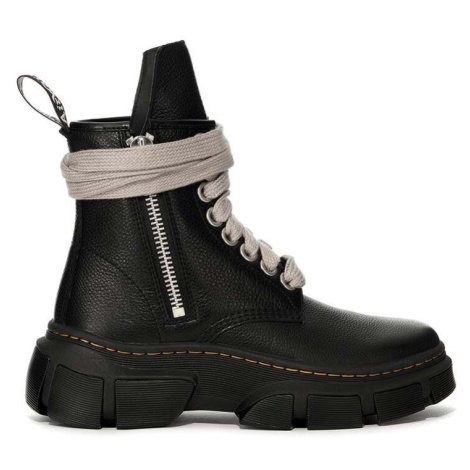 Kožené kotníkové boty Rick Owens x Dr. Martens 1460 Jumbo Lace Boot dámské, černá barva, na ploc