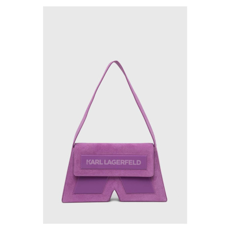 Semišová kabelka Karl Lagerfeld fialová barva
