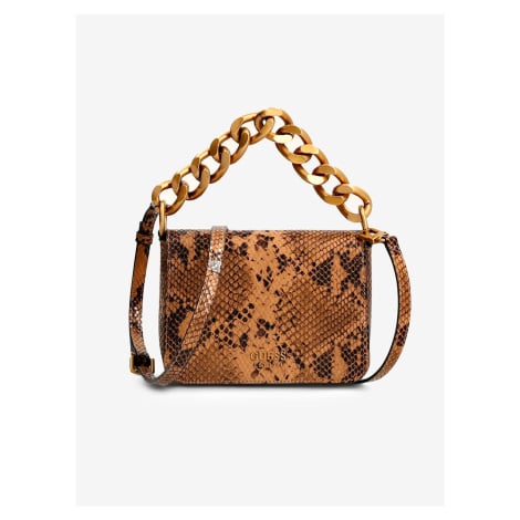 Hnědá dámská vzorovaná malá crossbody kabelka Guess Tullia